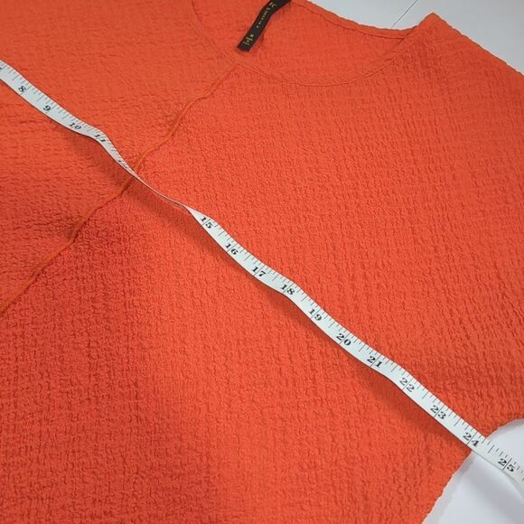 IC Connie K Top Womens Medium Orange Textured Blouse Art to Wear Colorful - Picture 8 of 9